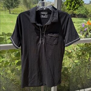 Express Polo stretch moisture wicking T-Shirt / Black / medium